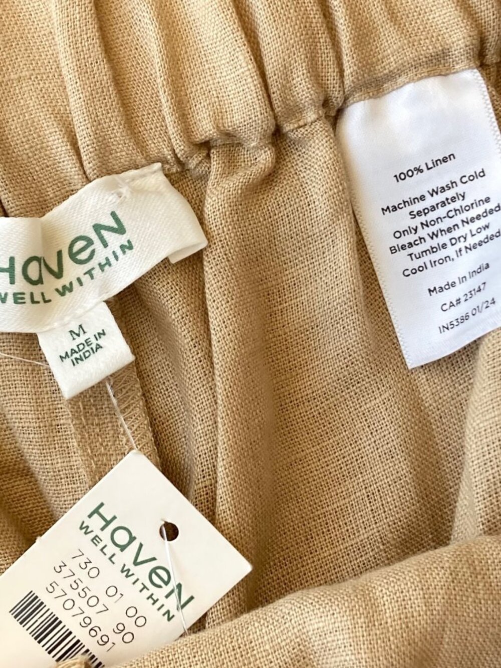 Haven Well Within Linen Tapered Pants Lagenlook Womens Medium M Beige NWT - Picture 6 of 10